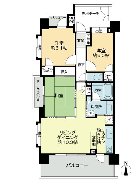 Floor plan. 3LDK, Price 27,800,000 yen, Occupied area 68.15 sq m , Balcony area 14.69 sq m 3 direction room. Since there is no room on the lower floor, It is safe at home where small children come.