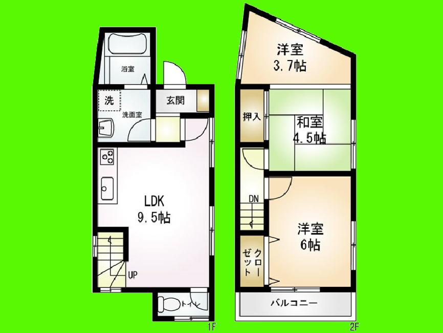 Floor plan. 19,800,000 yen, 3LDK, Land area 40.19 sq m , Since the building area 45.36 sq m full renovation Property, You will you live in a newly built mood !!