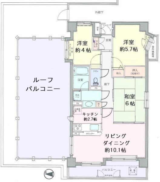 Floor plan. 3LDK, Price 31,800,000 yen, Occupied area 64.26 sq m , Balcony area 7.94 sq m ◎ interior renovation completed! (2013 December)