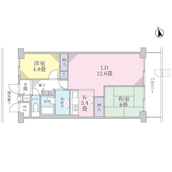 Floor plan. 2LDK, Price 13.8 million yen, Footprint 61.6 sq m , Balcony area 7.84 sq m 2LD ・ K type