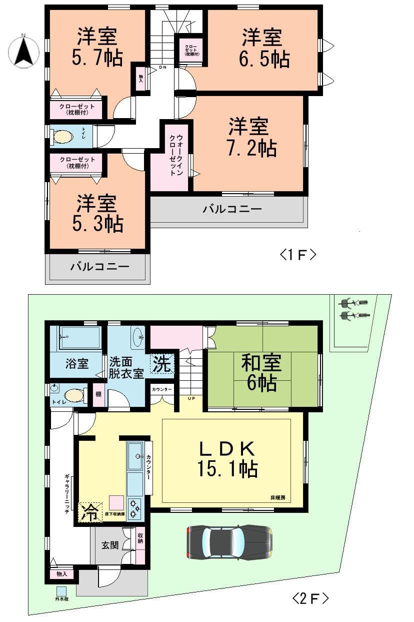Floor plan. 32,800,000 yen, 5LDK, Land area 101.76 sq m , Building area 111.37 sq m