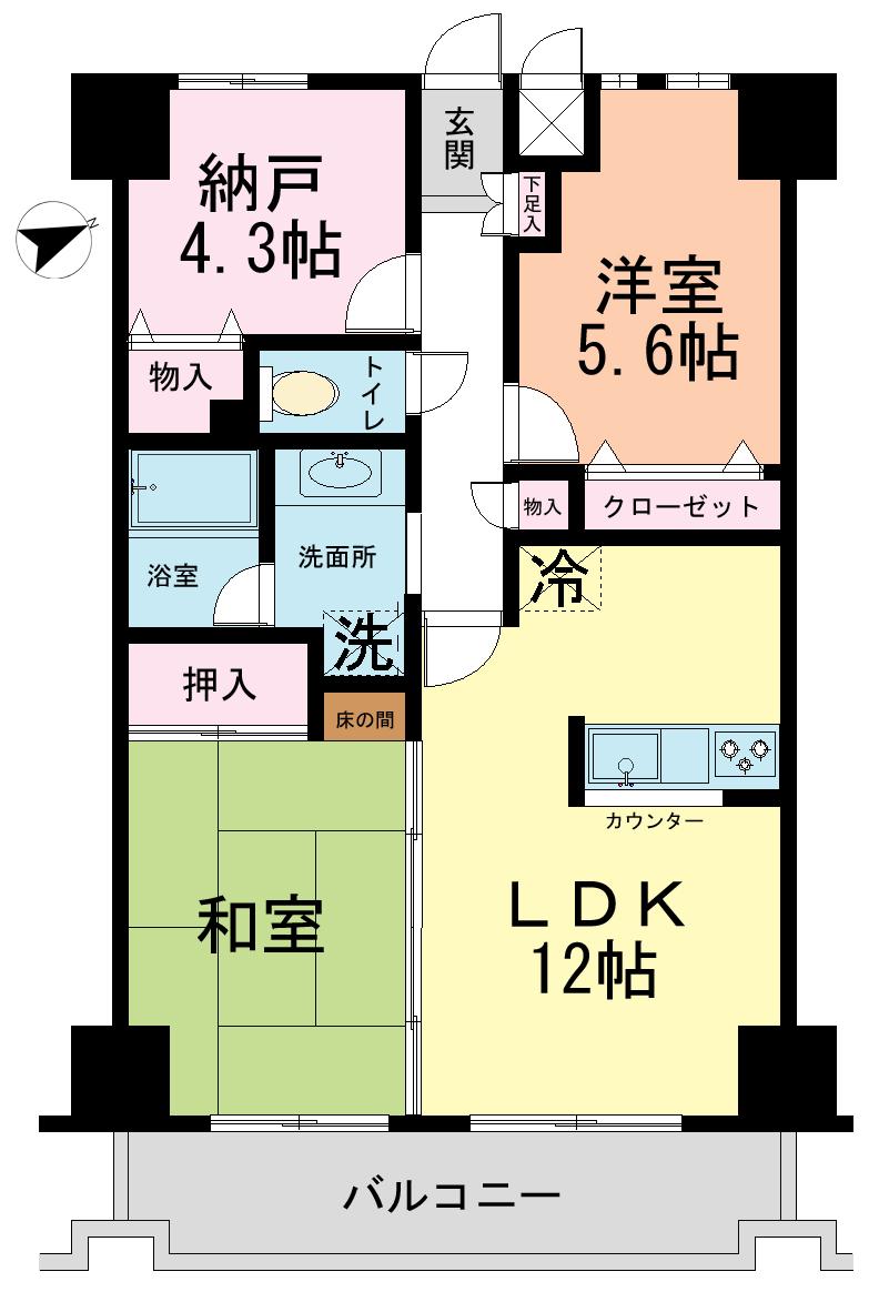 Floor plan. 2LDK + S (storeroom), Price 26.5 million yen, Occupied area 63.05 sq m , Balcony area 8.98 sq m