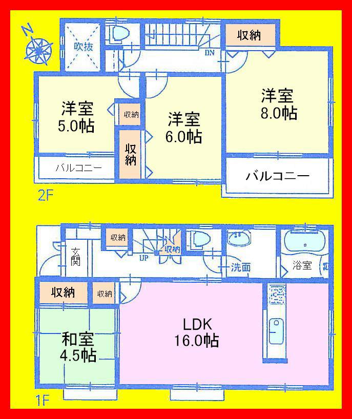 Floor plan. 39,800,000 yen, 4LDK, Land area 102.09 sq m , Building area 96.05 sq m 16 Pledge of living