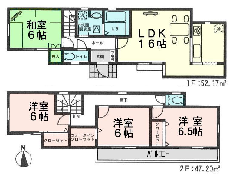 Floor plan. (3 Building), Price 33,900,000 yen, 4LDK, Land area 112.45 sq m , Building area 99.37 sq m