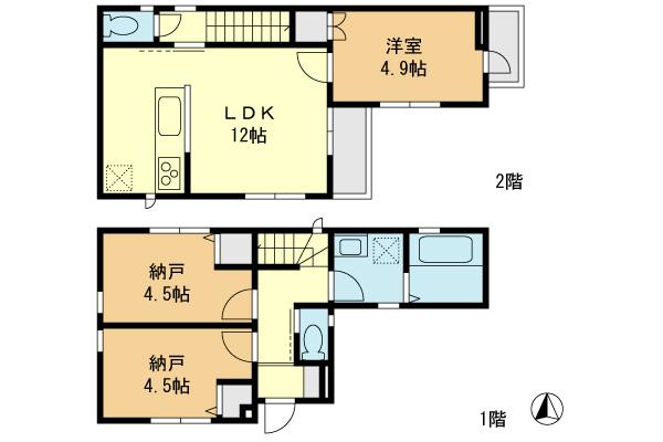 Floor plan. 26,800,000 yen, 1LDK+2S, Land area 66.21 sq m , Building area 63.66 sq m
