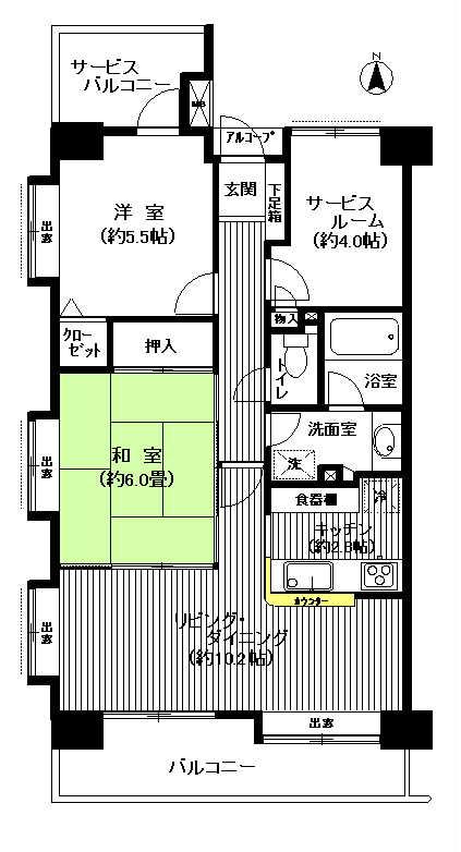 Floor plan. 2LDK + S (storeroom), Price 12.8 million yen, Footprint 61.8 sq m , Balcony area 8.9 sq m