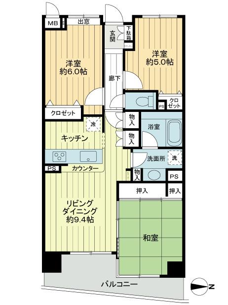 Floor plan. 3LDK, Price 21.5 million yen, Occupied area 66.32 sq m , Balcony area 8.19 sq m