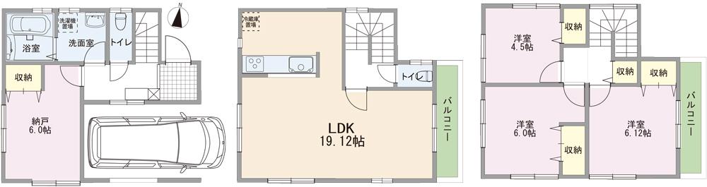 Floor plan. (1 Building), Price 39,800,000 yen, 4LDK, Land area 70 sq m , Building area 111.15 sq m