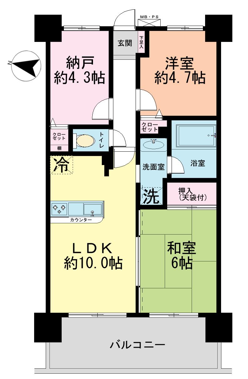 Floor plan. 2LDK + S (storeroom), Price 21,800,000 yen, Footprint 55.2 sq m , Balcony area 10.35 sq m