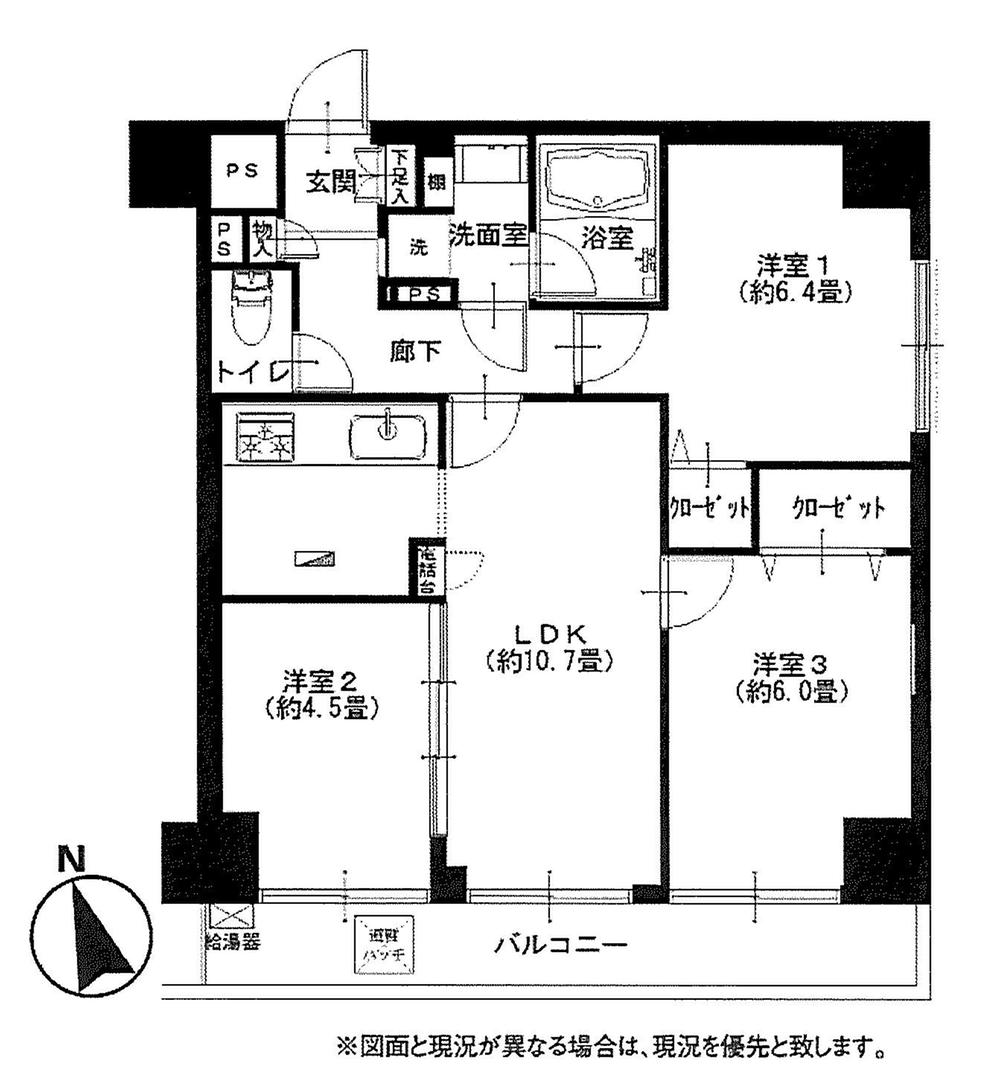 Floor plan. 3LDK, Price 25,900,000 yen, Footprint 60 sq m , Balcony area 7.3 sq m 9 floor of the southeast ・ Day is good in the southwest angle dwelling unit!