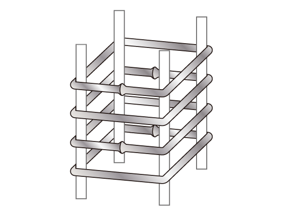 Building structure.  [Welding closed form shear reinforcement] The concrete pillars of the main structure, Adopt a welding closed form shear reinforcement. Compared to the general band muscle, High reinforcing effect with respect to shear force, It will improve the pillars of the seismic performance. (Conceptual diagram)