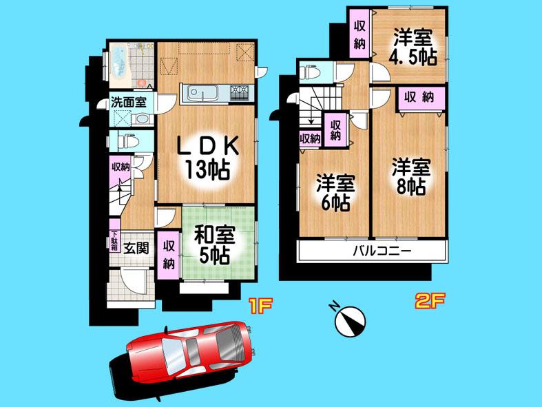 Floor plan. 25,900,000 yen, 4LDK, Land area 85.66 sq m , Building area 87.77 sq m  , Yes Car space ◆  Weekdays, It is possible your visit. Contact us, Free dial  [ 0120-40-4771 ]  Until. Nearby properties also will introduce Adachi. First, Please contact us