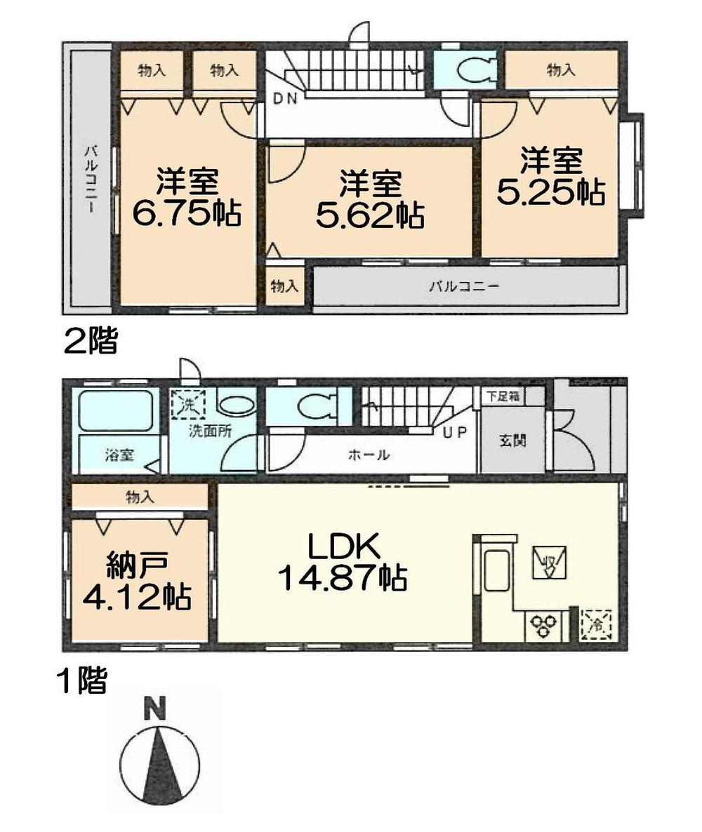 Floor plan. (D Building), Price 38,900,000 yen, 3LDK+S, Land area 87.31 sq m , Building area 92.33 sq m