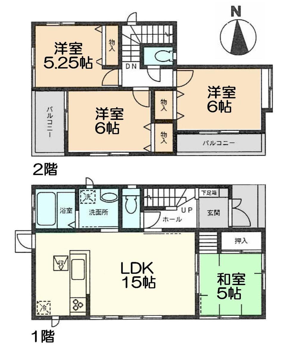 Floor plan. (E Building), Price 40,900,000 yen, 4LDK, Land area 88.85 sq m , Building area 88.18 sq m