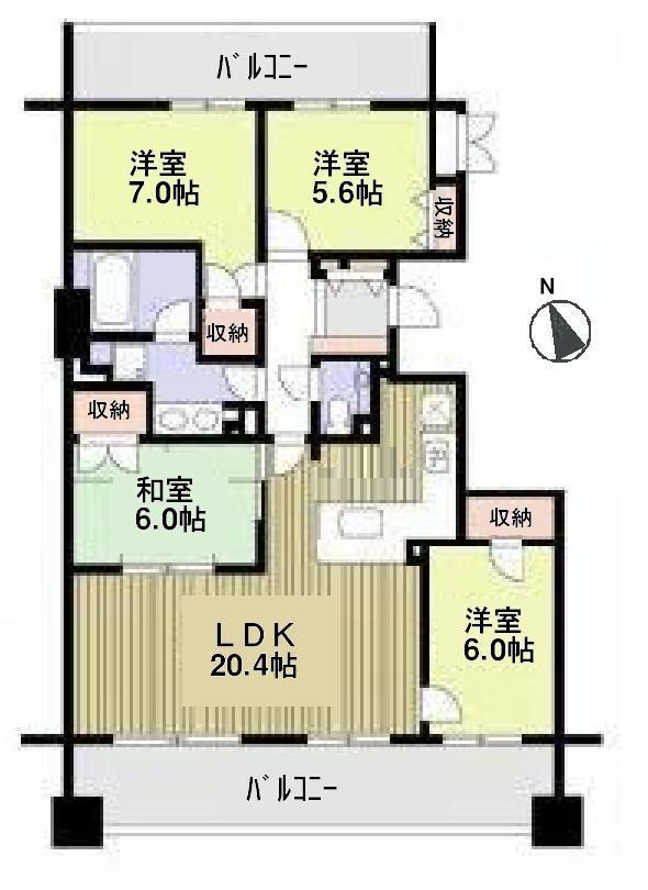 Floor plan. 4LDK, Price 27,800,000 yen, Occupied area 97.27 sq m , Balcony area 28.04 sq m