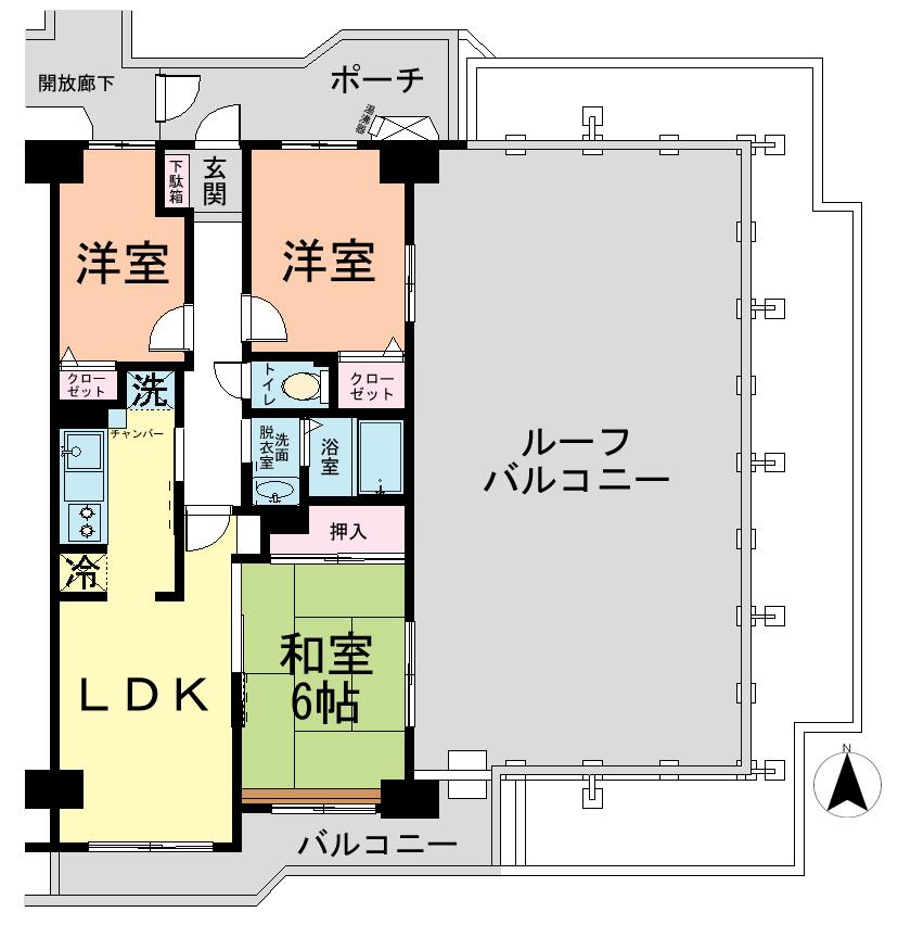 Floor plan. 3LDK, Price 14.8 million yen, Occupied area 60.02 sq m , Balcony area 5.91 sq m