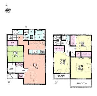 Floor plan. (2), Price 42,800,000 yen, 4LDK, Land area 107.14 sq m , Building area 96.87 sq m