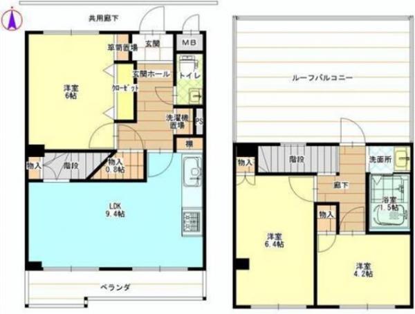 Floor plan. 3LDK, Price 18,800,000 yen, Occupied area 64.71 sq m , Balcony area 7.4 sq m
