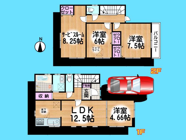 Floor plan. 30,800,000 yen, 4LDK, Land area 86.02 sq m , Building area 92.74 sq m  , Yes Car space ◆  Weekdays, It is possible your visit. Contact us, Free dial  [ 0120-40-4771 ]  Until. Nearby properties also will introduce Adachi. First, Please contact us