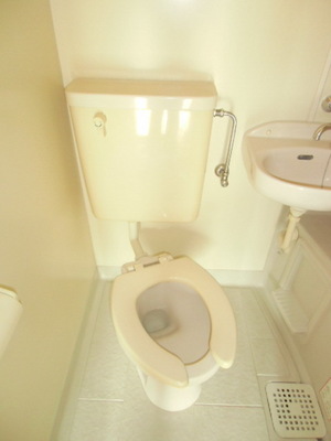 Toilet. 3-point unit bus Toilet with cleanliness