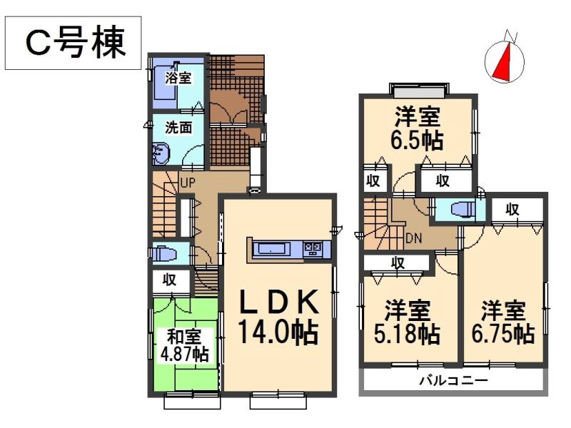Floor plan. (C Building), Price 32,800,000 yen, 4LDK, Land area 88.21 sq m , Building area 92.95 sq m