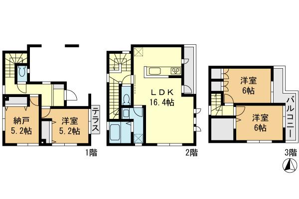 Floor plan. 32,800,000 yen, 3LDK+S, Land area 73.1 sq m , Building area 111.78 sq m
