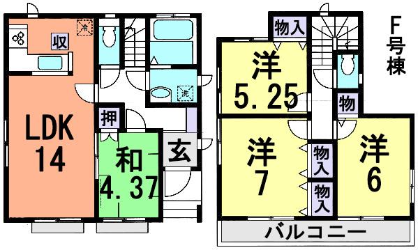 Floor plan. (F Building), Price 27,900,000 yen, 4LDK, Land area 88.04 sq m , Building area 88.6 sq m