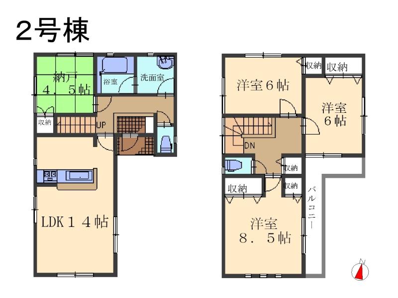 Floor plan. (Building 2), Price 27,800,000 yen, 3LDK+S, Land area 95.67 sq m , Building area 93.96 sq m