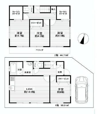 Floor plan. 26,300,000 yen, 4LDK, Land area 86.59 sq m , Building area 95.22 sq m