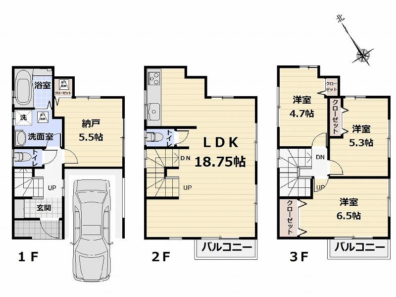 Floor plan. 35,800,000 yen, 3LDK + S (storeroom), Land area 70.65 sq m , Building area 106.81 sq m floor plan