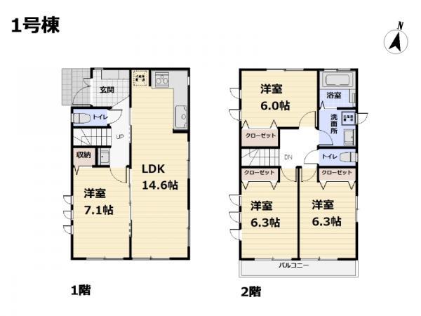 Floor plan. 34,500,000 yen, 4LDK, Land area 83.38 sq m , Building area 95.22 sq m 1 Building Floor plan