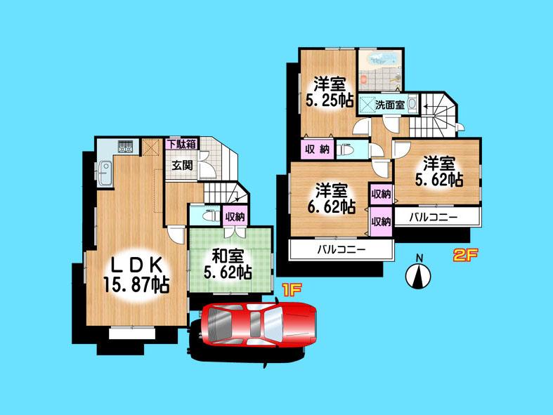Floor plan. 32,800,000 yen, 4LDK, Land area 84.66 sq m , Building area 88.38 sq m  , Yes Car space ◆  Weekdays, It is possible your visit. Contact us, Free dial  [ 0120-40-4771 ]  Until. Nearby properties also will introduce Adachi. First, Please contact us