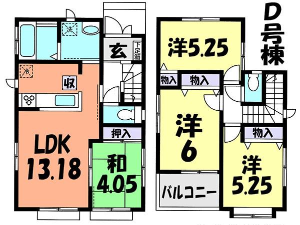 Floor plan. (D Building), Price 28.8 million yen, 4LDK, Land area 94.36 sq m , Building area 79.69 sq m