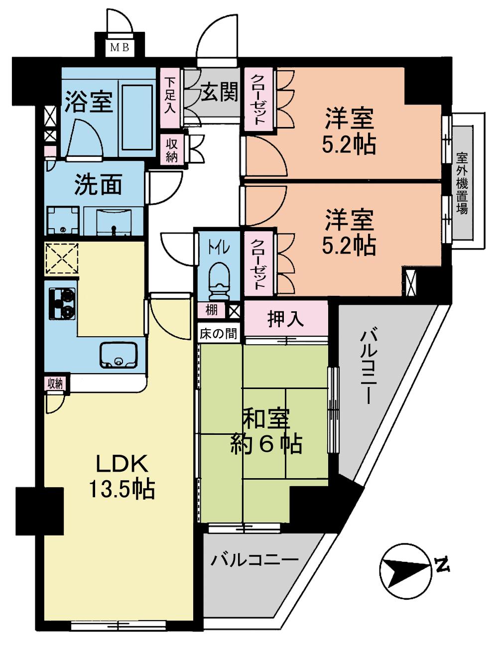 Floor plan. 3LDK, Price 23.8 million yen, Occupied area 69.37 sq m , Balcony area 8.68 sq m