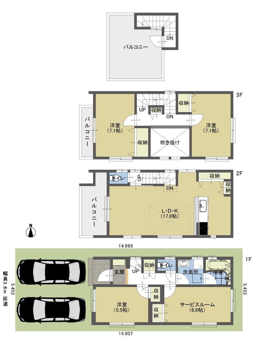 Floor plan. 45,800,000 yen, 4LDK, Land area 81.99 sq m , Building area 114.05 sq m
