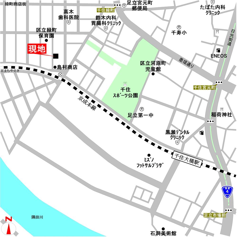 Local guide map. Adachi-ku Senjumidori cho 2-15-7
