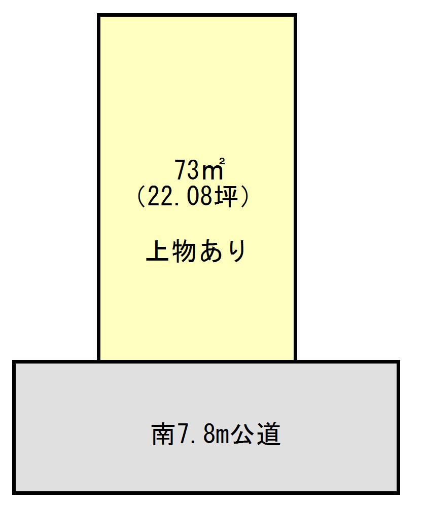 Compartment figure. Land price 18 million yen, Located on the land area 73 sq m south-facing public road surface. 