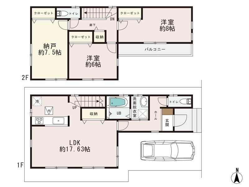 Floor plan. (1 Building), Price 33,800,000 yen, 2LDK+S, Land area 86.02 sq m , Building area 96.88 sq m