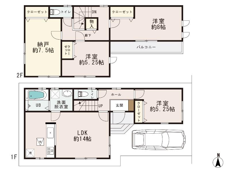 Floor plan. (5 Building), Price 33,800,000 yen, 3LDK+S, Land area 86.02 sq m , Building area 97.7 sq m