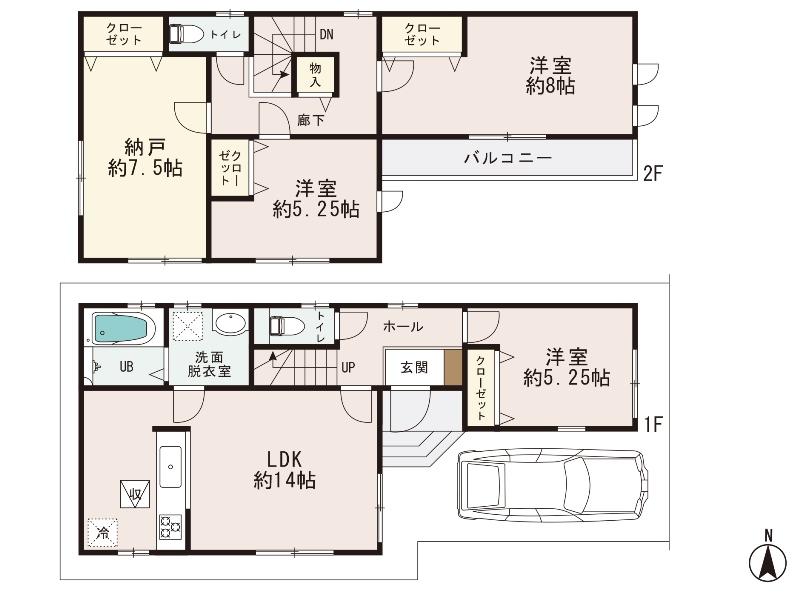 Floor plan. (7 Building), Price 33,800,000 yen, 3LDK+S, Land area 86.01 sq m , Building area 97.7 sq m