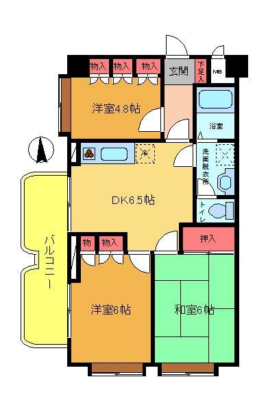Floor plan. 3DK, Price 18,800,000 yen, Occupied area 55.86 sq m , Balcony area 7.52 sq m 3DK! 55.86 sq m !