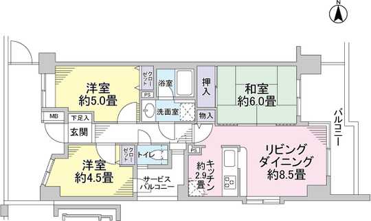 Floor plan. 6 floor, east ・ Yang per per south of the corner room ・ View ・ Ventilation good!
