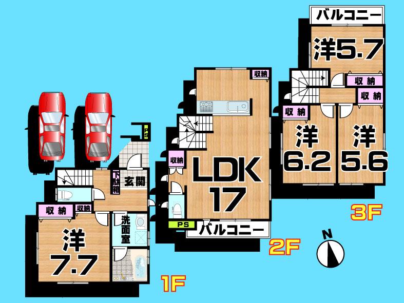 Floor plan. 32,800,000 yen, 4LDK, Land area 83.19 sq m , Building area 110.78 sq m  , Yes Car space ◆  Weekdays, It is possible your visit. Contact us, Free dial  [ 0120-40-4771 ]  Until. Nearby properties also will introduce Adachi. First, Please contact us