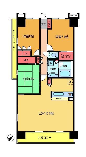 Floor plan. 3LDK, Price 32,800,000 yen, Occupied area 84.15 sq m , 84.15 sq m of balcony area 12.6 sq m room ! 3LDK!