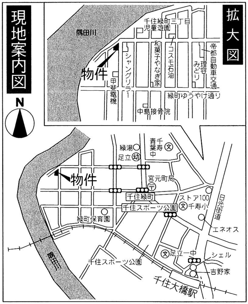 Local guide map. Adachi-ku Senjumidori cho 3-25