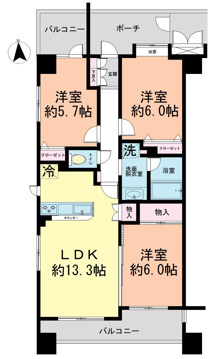 Floor plan. 3LDK, Price 23.8 million yen, Occupied area 67.78 sq m , Balcony area 15.05 sq m