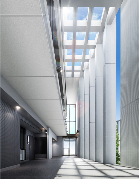 Buildings and facilities. The fusion and the outside is beautifully inside the building, Courtyard space in pursuit of costume beauty. And the property is three sides surrounded by road, Open. (Entrance Hall Rendering)