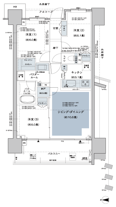 Floor: 3LD ・ K + N (storeroom) + WIC (walk-in closet), the occupied area: 65 sq m, Price: 39,800,000 yen, now on sale