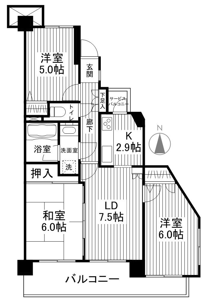 Floor plan. 3LDK, Price 28.5 million yen, Occupied area 60.17 sq m , Balcony area 10.09 sq m
