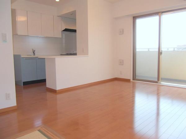 Living. Open kitchen with with counter!